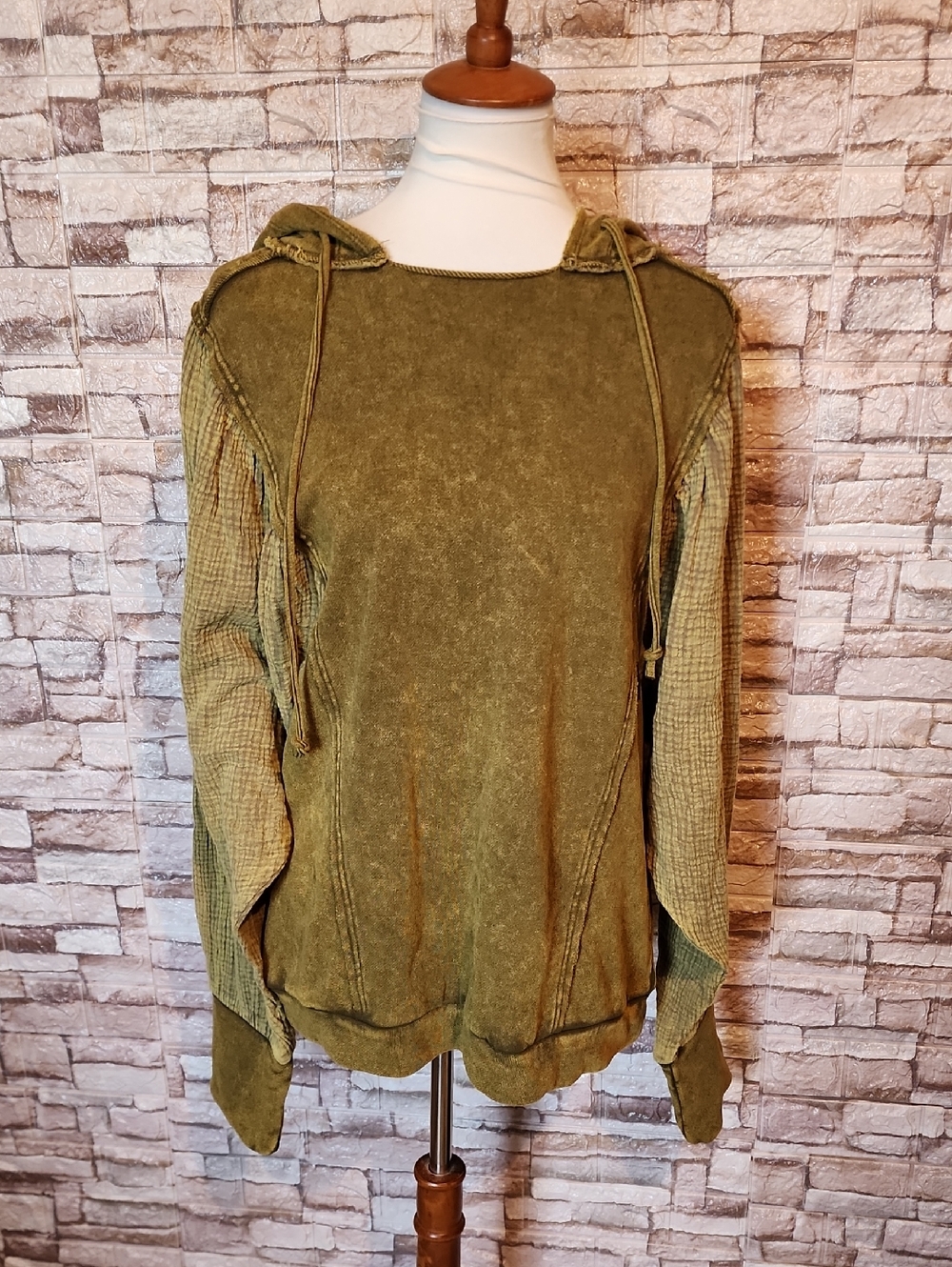 Heyson Olive Green Hooded Pullover Sweatshirt